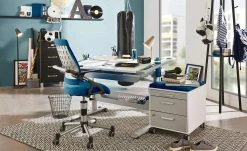 PAIDI Schülerschreibtisch Tablo | Kreideweiß / Azurblau