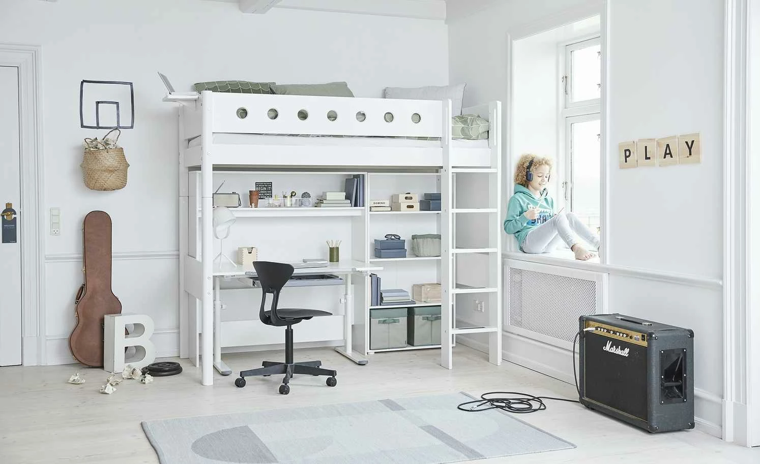 FLEXA Hochbett mit senkrechter Leiter Flexa White | Weiß 4 FLEXA Hochbett mit senkrechter Leiter Flexa White | Weiß – Bild 2