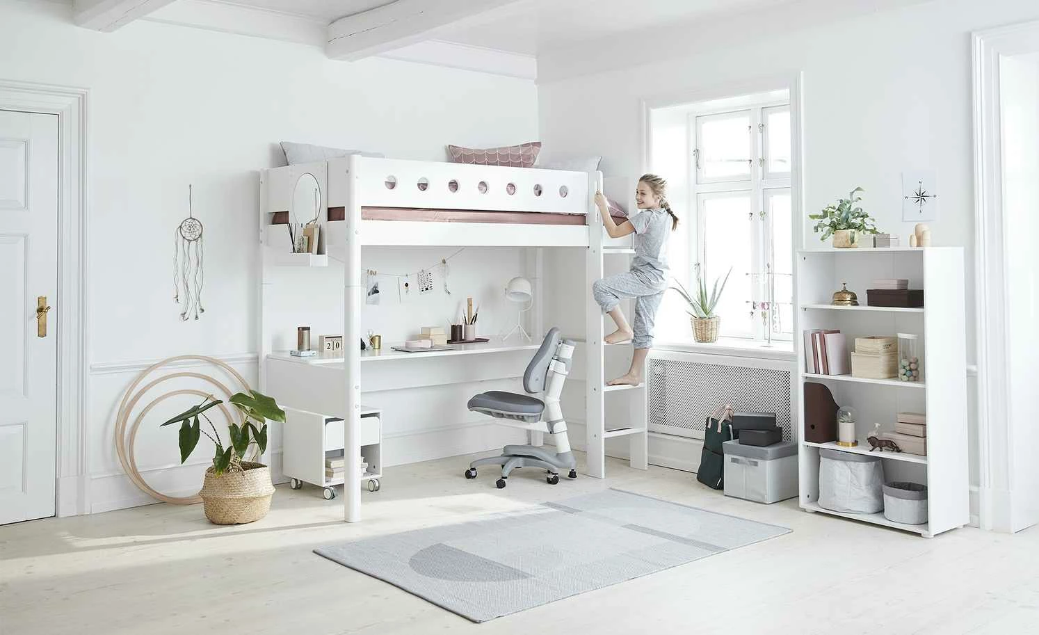 FLEXA Hochbett mit senkrechter Leiter Flexa White | Weiß 3 FLEXA Hochbett mit senkrechter Leiter Flexa White | Weiß