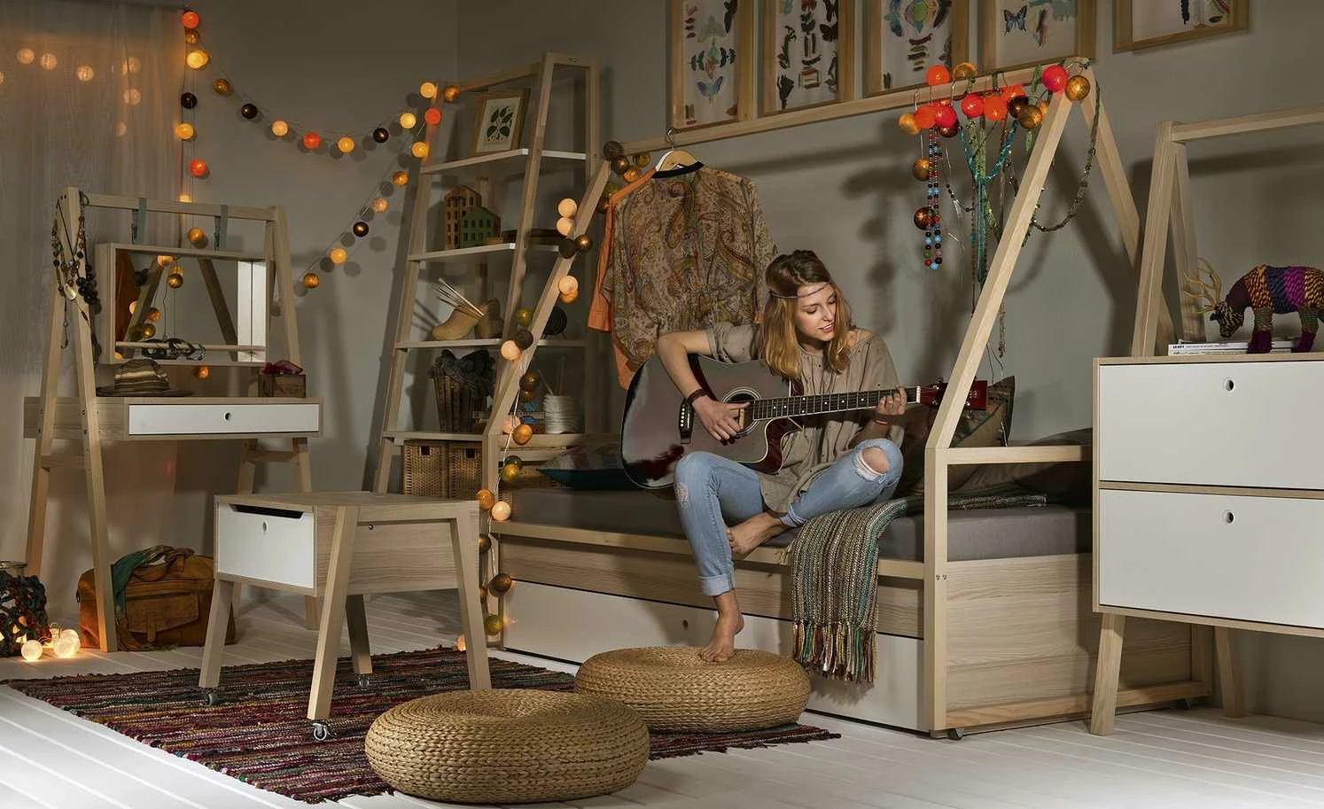 VOX Bettgestell mit Bettkasten Spot | Akazie (Nachbildung) / Weiß 3 VOX Bettgestell mit Bettkasten Spot | Akazie (Nachbildung) / Weiß