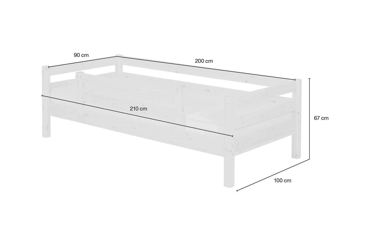 FLEXA Bett mit Absturzsicherung Flexa Classic | Kiefer Weiß 4 FLEXA Bett mit Absturzsicherung Flexa Classic | Kiefer Weiß – Bild 2