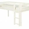 FLEXA Halbhohes Bett Flexa Classic | Kiefer Weiß senkrechte Leiter 90x200 cm