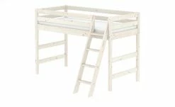 FLEXA Mittelhohes Bett Flexa Classic | Kiefer Weiß Schrägleiter