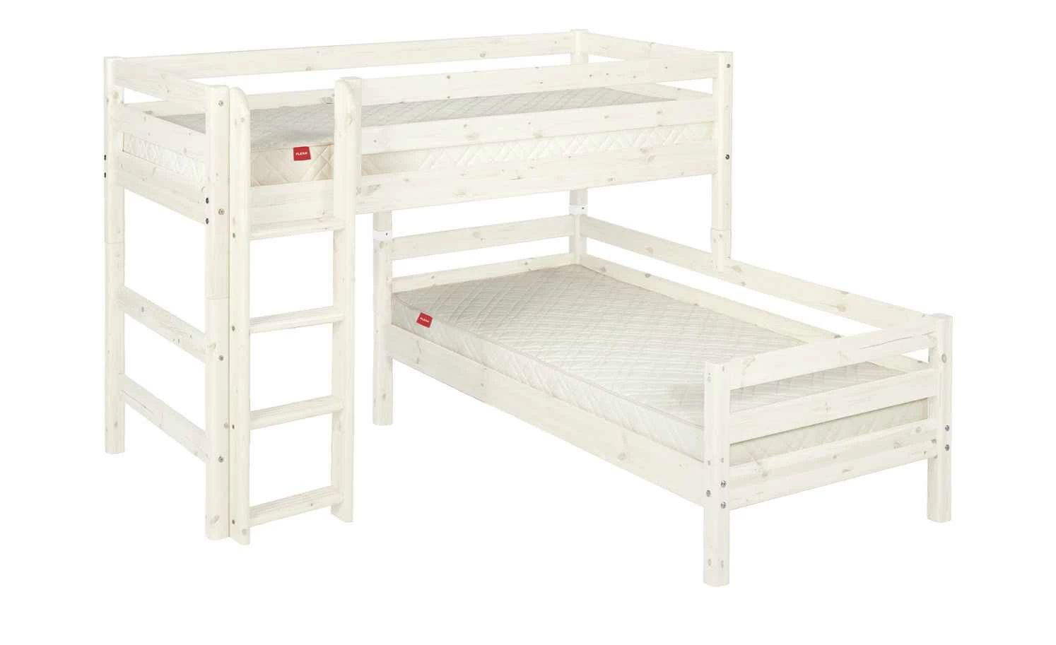 FLEXA Mittelhohes Kombibett Flexa Classic | Kiefer Weiß senkrechte Leiter 4 FLEXA Mittelhohes Kombibett Flexa Classic | Kiefer Weiß senkrechte Leiter – Bild 2