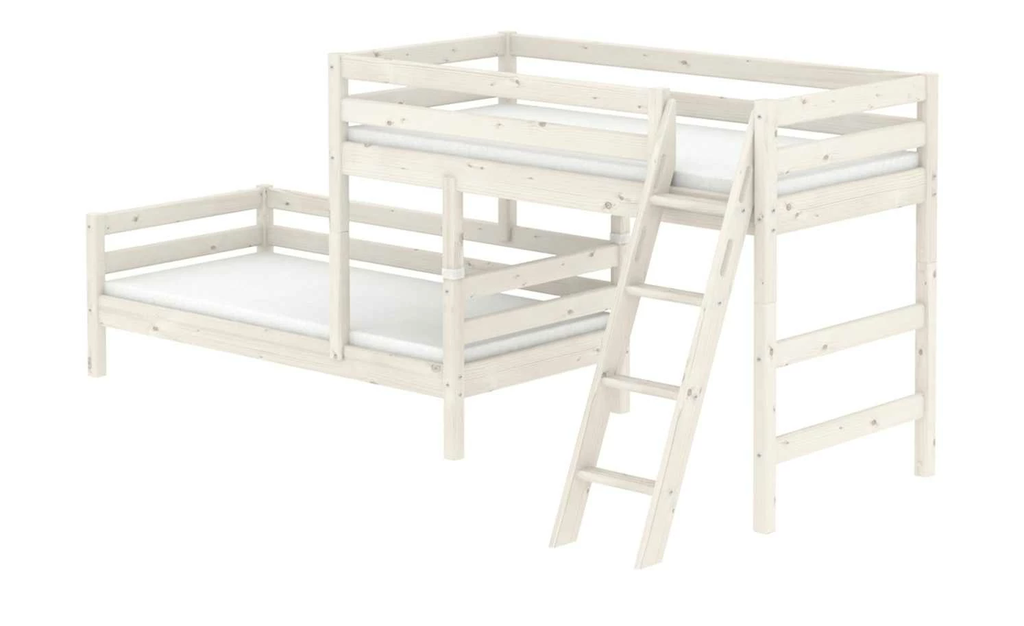 FLEXA Mittelhohes Kombibett Flexa Classic | Kiefer Weiß Schrägleiter 3 FLEXA Mittelhohes Kombibett Flexa Classic | Kiefer Weiß Schrägleiter