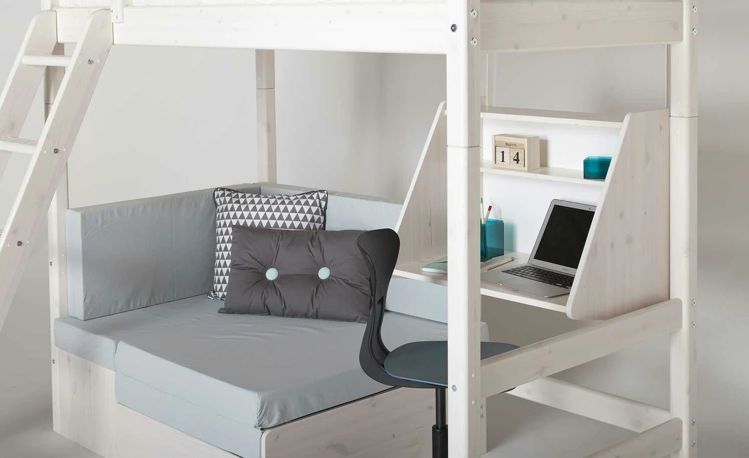 FLEXA Casa Hochbett Flexa Classic | Kiefer Weiß Senkrechte Leiter 5 FLEXA Casa Hochbett Flexa Classic | Kiefer Weiß Senkrechte Leiter – Bild 3