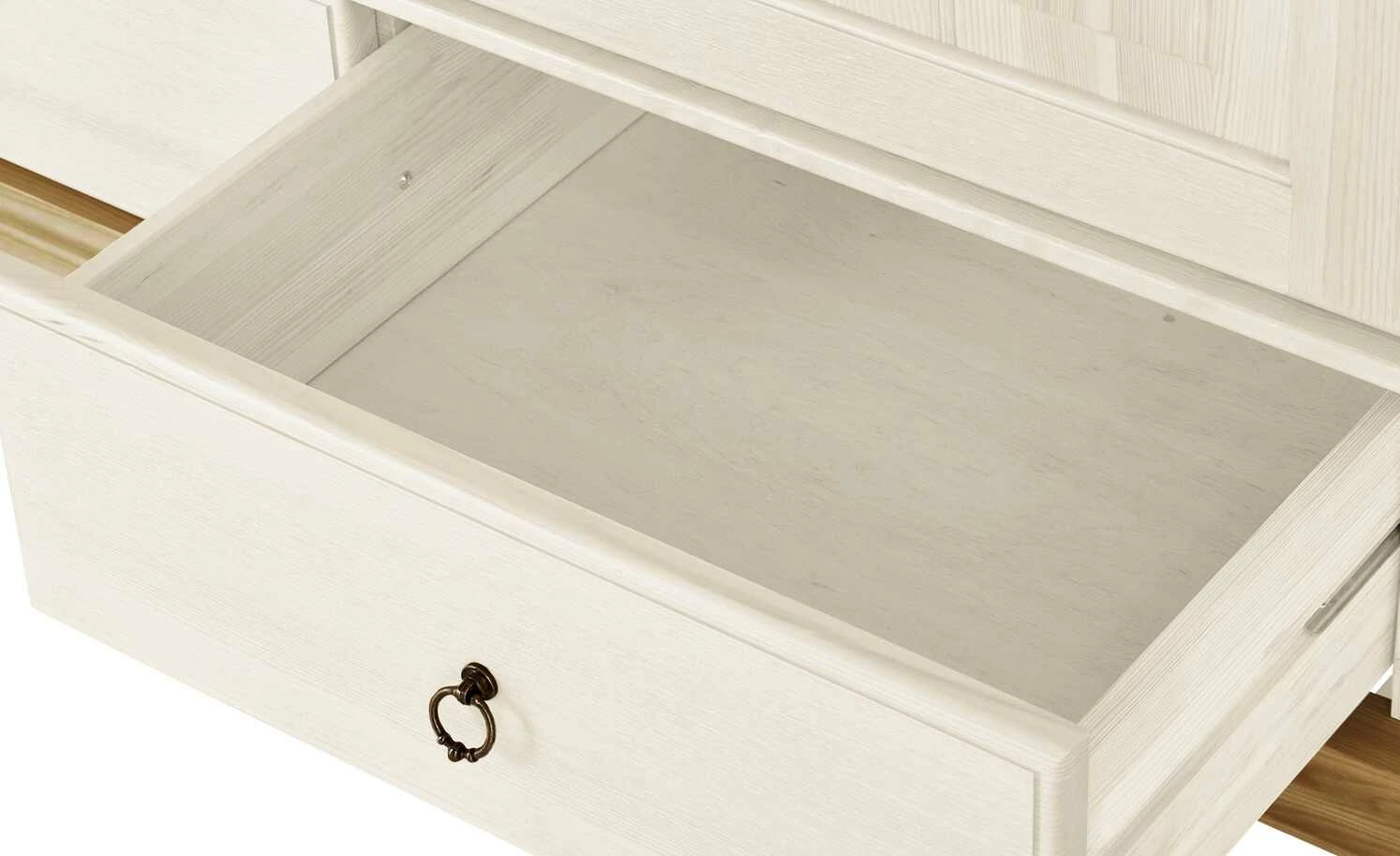 Kleiderschrank, 2-türig Bornholm | Kiefer Weiß / Kiefer antikfarben durchgehende gemusterte Tür 9 Kleiderschrank, 2-türig Bornholm | Kiefer Weiß / Kiefer antikfarben durchgehende gemusterte Tür – Bild 7