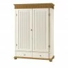 Kleiderschrank, 2-türig Bornholm | Kiefer Weiß / Kiefer antikfarben durchgehende gemusterte Tür -Kindermöbel Verkaufsladen 11119508 7 202008312241