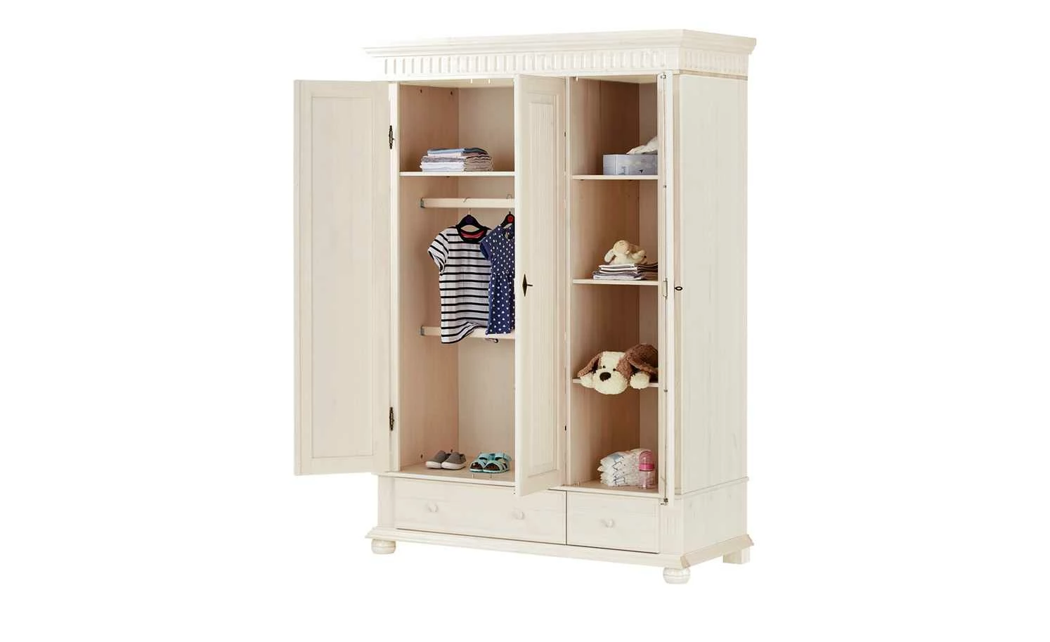 Kleiderschrank, 3-türig Bornholm | Kiefer Weiß 10 Kleiderschrank, 3-türig Bornholm | Kiefer Weiß – Bild 8