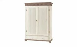 Kleiderschrank, 2-türig Bornholm | Kiefer Weiß / Kiefer lavafarben durchgehende gemusterte Tür