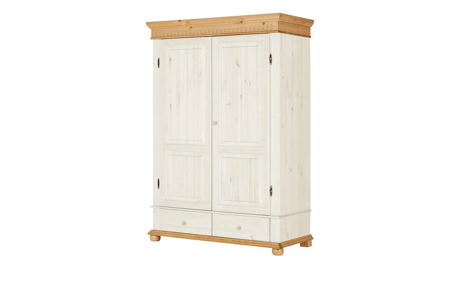 Kleiderschrank, 2-türig Bornholm | Kiefer Weiß / Kiefer antikfarben geteilte gemusterte Tür 15 Kleiderschrank, 2-türig Bornholm | Kiefer Weiß / Kiefer antikfarben geteilte gemusterte Tür – Bild 13