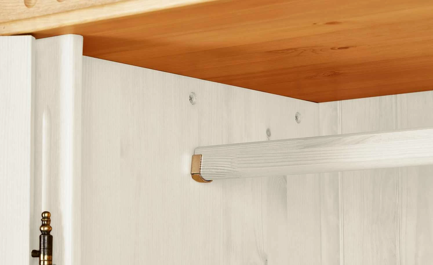 Kleiderschrank, 2-türig Bornholm | Kiefer Weiß / Kiefer antikfarben geteilte gemusterte Tür 12 Kleiderschrank, 2-türig Bornholm | Kiefer Weiß / Kiefer antikfarben geteilte gemusterte Tür – Bild 10