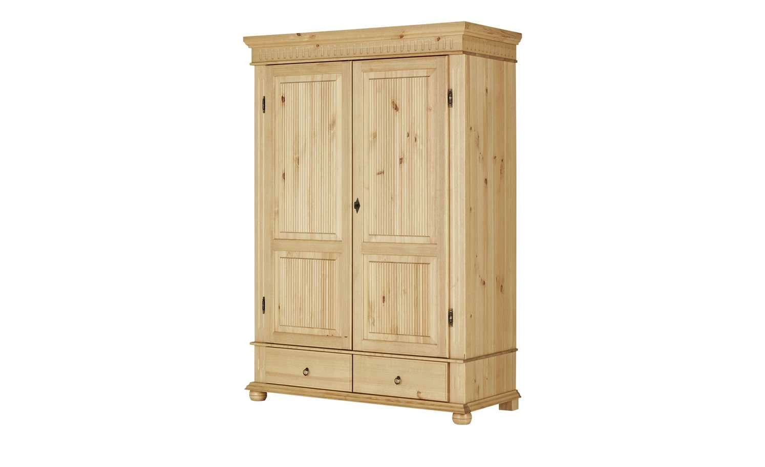 Kleiderschrank, 2-türig Bornholm | Kiefer antikbrushfarben geteilte gemusterte Tür 4 Kleiderschrank, 2-türig Bornholm | Kiefer antikbrushfarben geteilte gemusterte Tür – Bild 2