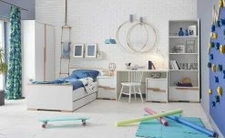 Kleiderschrank Soe | 98,5|cm Weiß / Buche -Kindermöbel Verkaufsladen 12111413 13 201905222035