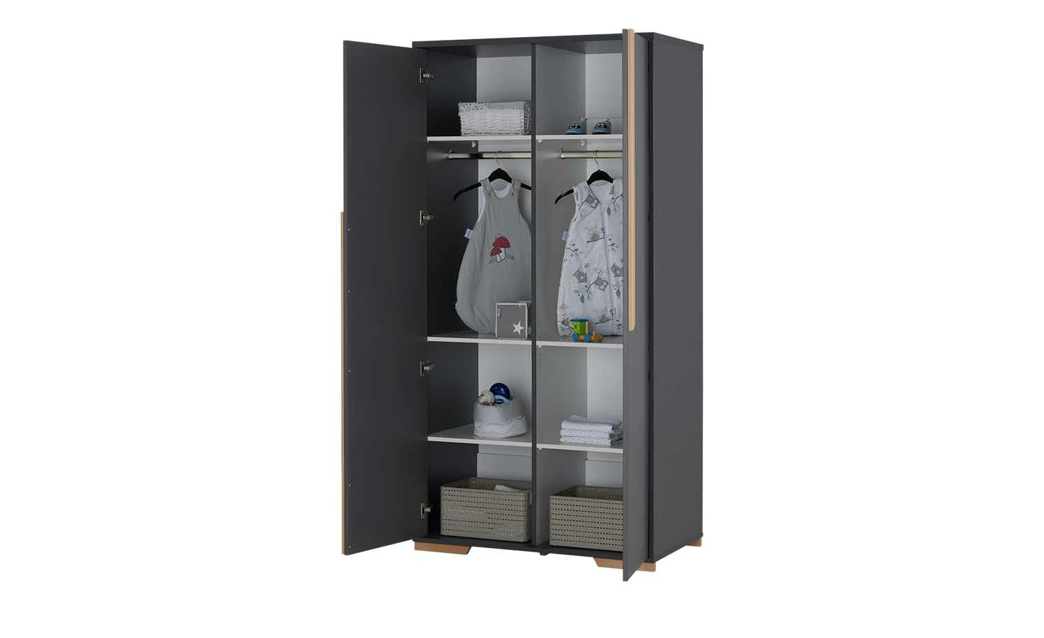 Kleiderschrank Soe | 98,5|cm Grau / Buche 12 Kleiderschrank Soe | 98,5|cm Grau / Buche – Bild 10