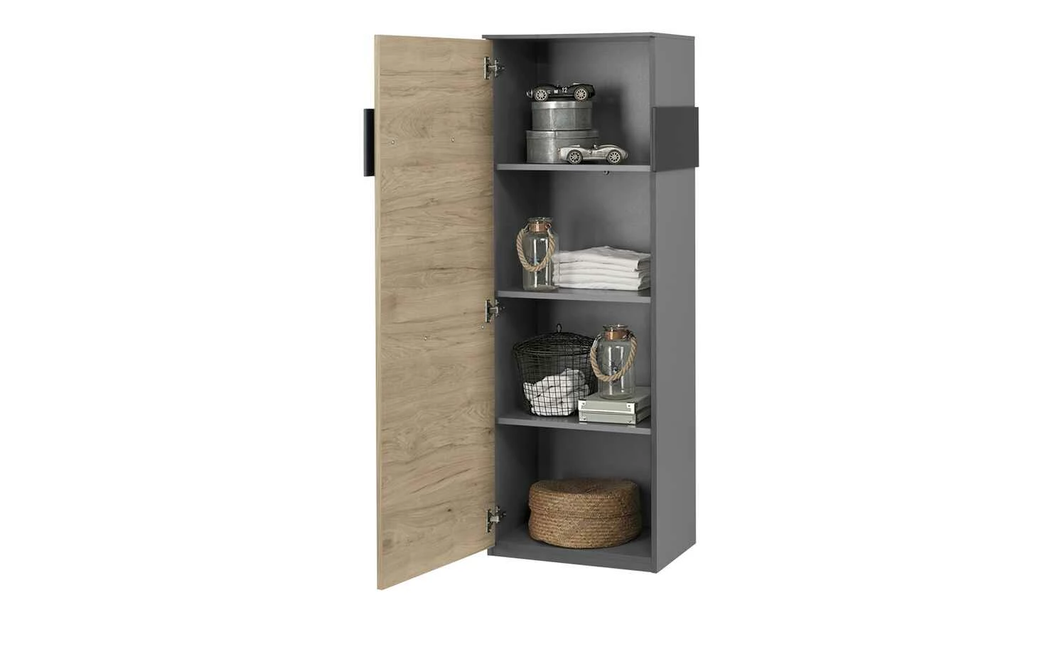 Stauraumelement 1-türig Holly | Mittelgrau / Hickory (Nachbildung) / Anthrazit 144,4|cm 6 Stauraumelement 1-türig Holly | Mittelgrau / Hickory (Nachbildung) / Anthrazit 144,4|cm – Bild 4