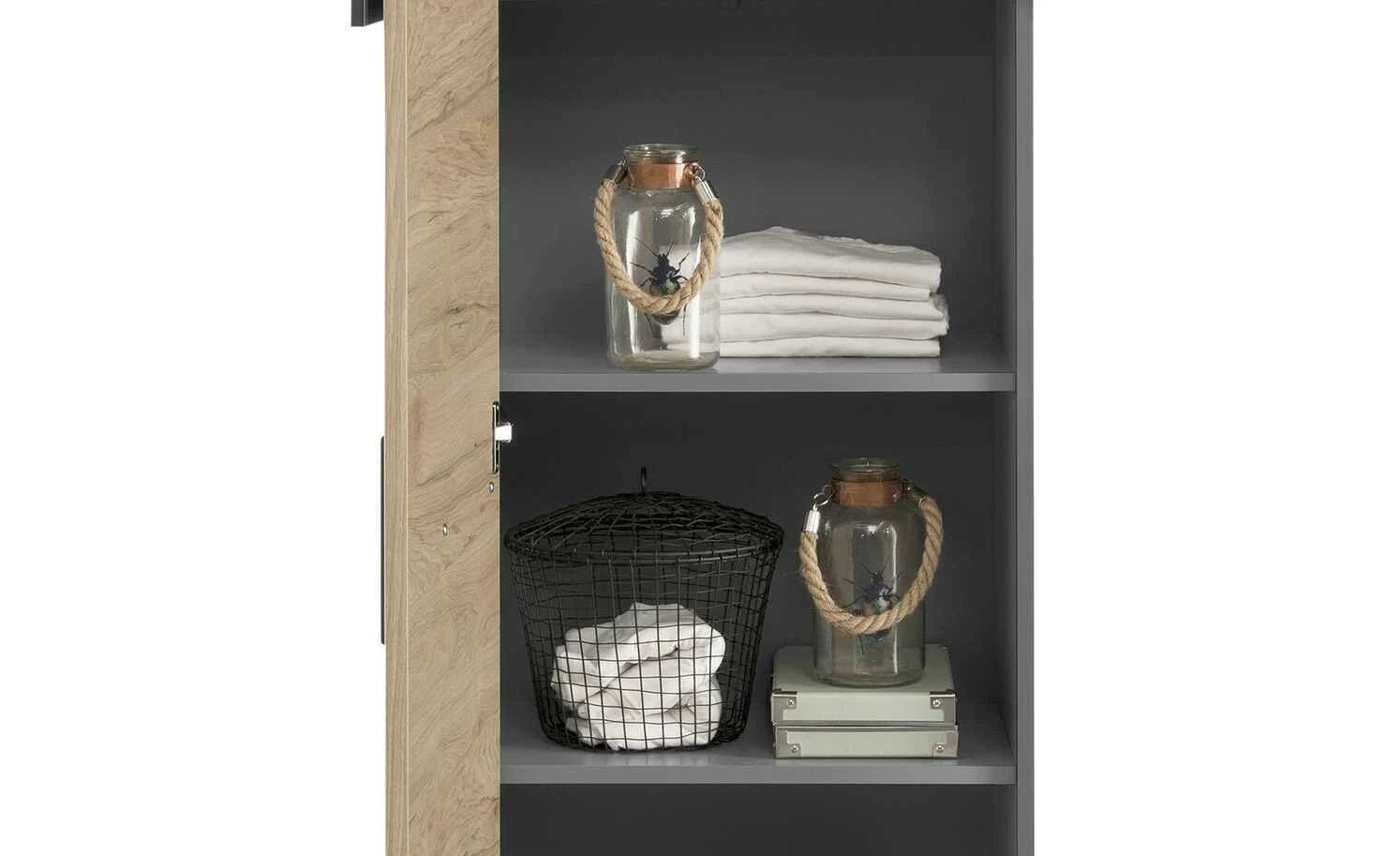 Stauraumelement 1-türig Holly | Mittelgrau / Hickory (Nachbildung) / Anthrazit 144,4|cm 7 Stauraumelement 1-türig Holly | Mittelgrau / Hickory (Nachbildung) / Anthrazit 144,4|cm – Bild 5