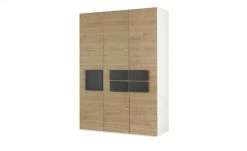 Kleiderschrank, 3-türig Holly | Weiß / Hickory (Nachbildung) / Anthrazit ohne Spiegeltür