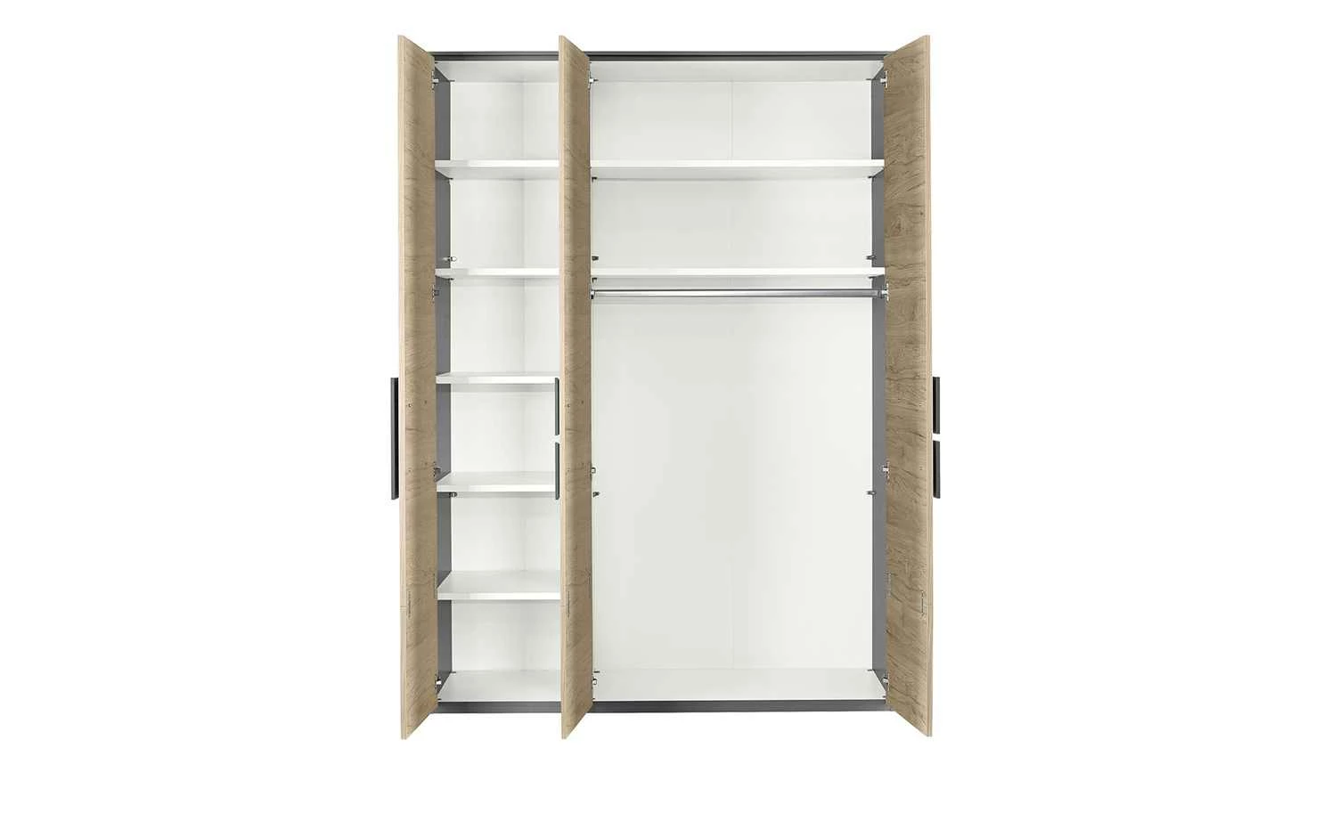 Kleiderschrank, 3-türig Holly | Mittelgrau / Hickory (Nachbildung) / Anthrazit ohne Spiegeltür 5 Kleiderschrank, 3-türig Holly | Mittelgrau / Hickory (Nachbildung) / Anthrazit ohne Spiegeltür – Bild 3