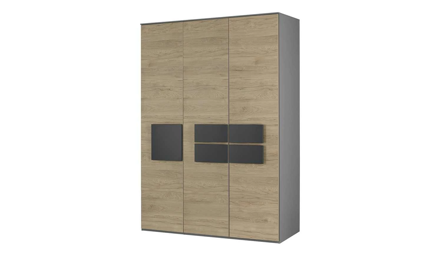 Kleiderschrank, 3-türig Holly | Mittelgrau / Hickory (Nachbildung) / Anthrazit ohne Spiegeltür 3 Kleiderschrank, 3-türig Holly | Mittelgrau / Hickory (Nachbildung) / Anthrazit ohne Spiegeltür