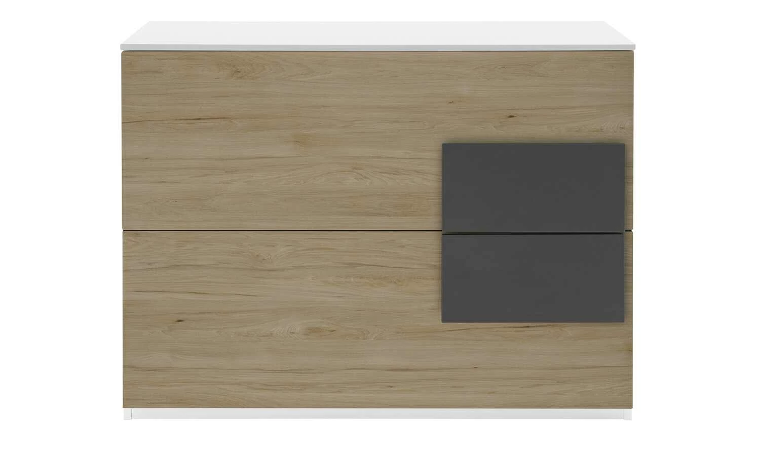 Kommode Holly | Weiß / Hickory (Nachbildung) / Anthrazit 4 Kommode Holly | Weiß / Hickory (Nachbildung) / Anthrazit – Bild 2