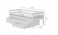 FLEXA Bett mit Ausziehbett und Schubladen Flexa Classic | Kiefer Grau -Kindermöbel Verkaufsladen 12114206 1 202111252244