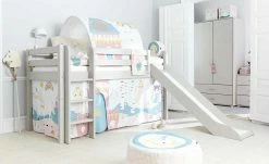 FLEXA Hochbett, halbhoch Flexa Classic | Kiefer Grau senkrechte Leiter