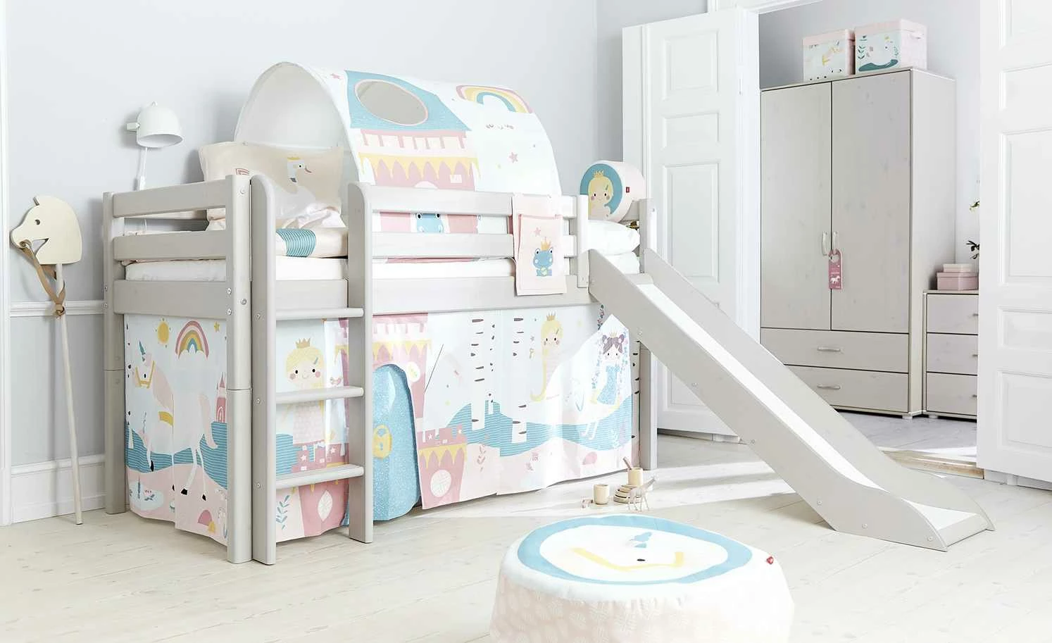 FLEXA Hochbett, halbhoch Flexa Classic | Kiefer Grau senkrechte Leiter 3 FLEXA Hochbett, halbhoch Flexa Classic | Kiefer Grau senkrechte Leiter