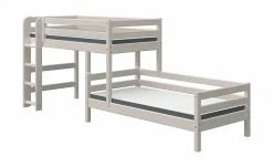 FLEXA Mittelhohes Kombibett mit Leiter Flexa Classic | Kiefer Grau senkrechte Leiter -Kindermöbel Verkaufsladen 12114220 1 201910302232