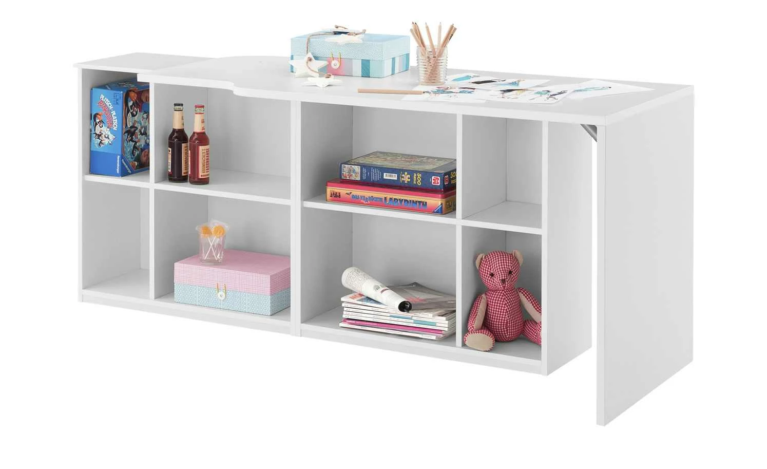 Regal Holly | Ausführung 2 (Breite Fächer rechts / schmale Fächer links) Weiß 8 Regal Holly | Ausführung 2 (Breite Fächer rechts / schmale Fächer links) Weiß – Bild 6