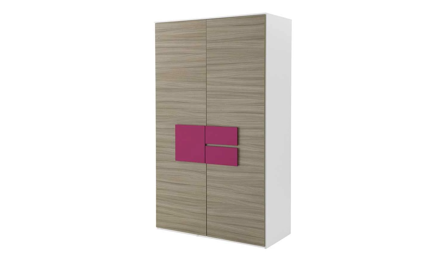 Kleiderschrank, 2-türig Holly | Weiß / Treibholz (Nachbildung) / Fuchsia 126,3|cm 3 Kleiderschrank, 2-türig Holly | Weiß / Treibholz (Nachbildung) / Fuchsia 126,3|cm