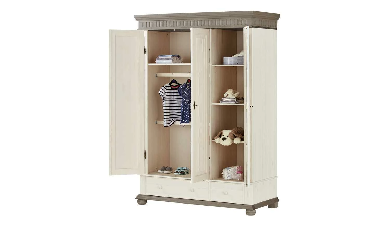 Kleiderschrank, 3-türig Bornholm | Kiefer Weiß / Kiefer lavafaben 4 Kleiderschrank, 3-türig Bornholm | Kiefer Weiß / Kiefer lavafaben – Bild 3