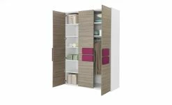 Kleiderschrank, 3-türig Holly | Weiß / Treibholz (Nachbildung) / Fuchsia ohne Spiegeltür -Kindermöbel Verkaufsladen 12114620 2 202002140031