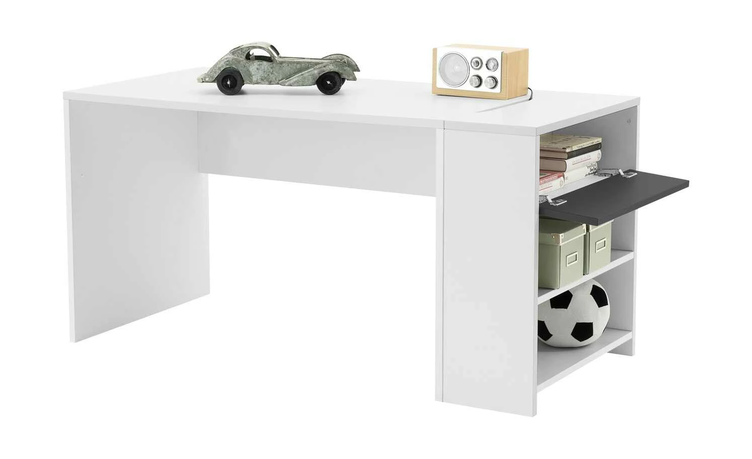 Schreibtisch-Anbauregal Holly | Weiß / Weiß / Anthrazit 5 Schreibtisch-Anbauregal Holly | Weiß / Weiß / Anthrazit – Bild 3