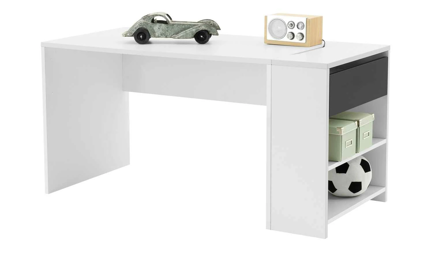 Schreibtisch-Anbauregal Holly | Weiß / Weiß / Anthrazit 8 Schreibtisch-Anbauregal Holly | Weiß / Weiß / Anthrazit – Bild 6