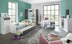 Schreibtisch Joker | Weiß / Graphitgrau mit Schubkasten