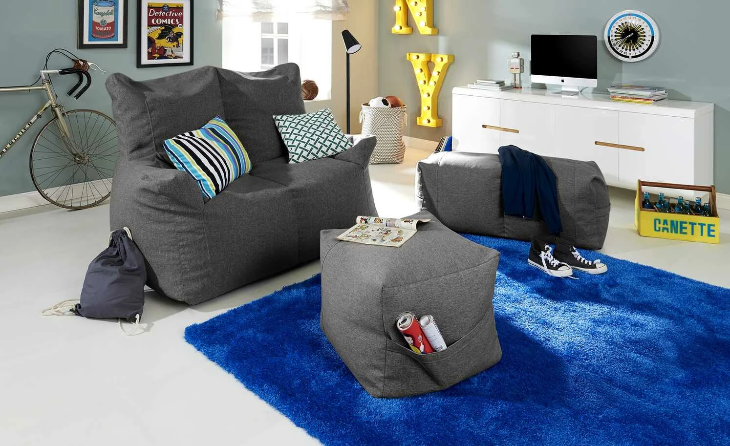 Sitzsack-Sofa Fiete | Anthrazit 3 Sitzsack-Sofa Fiete | Anthrazit