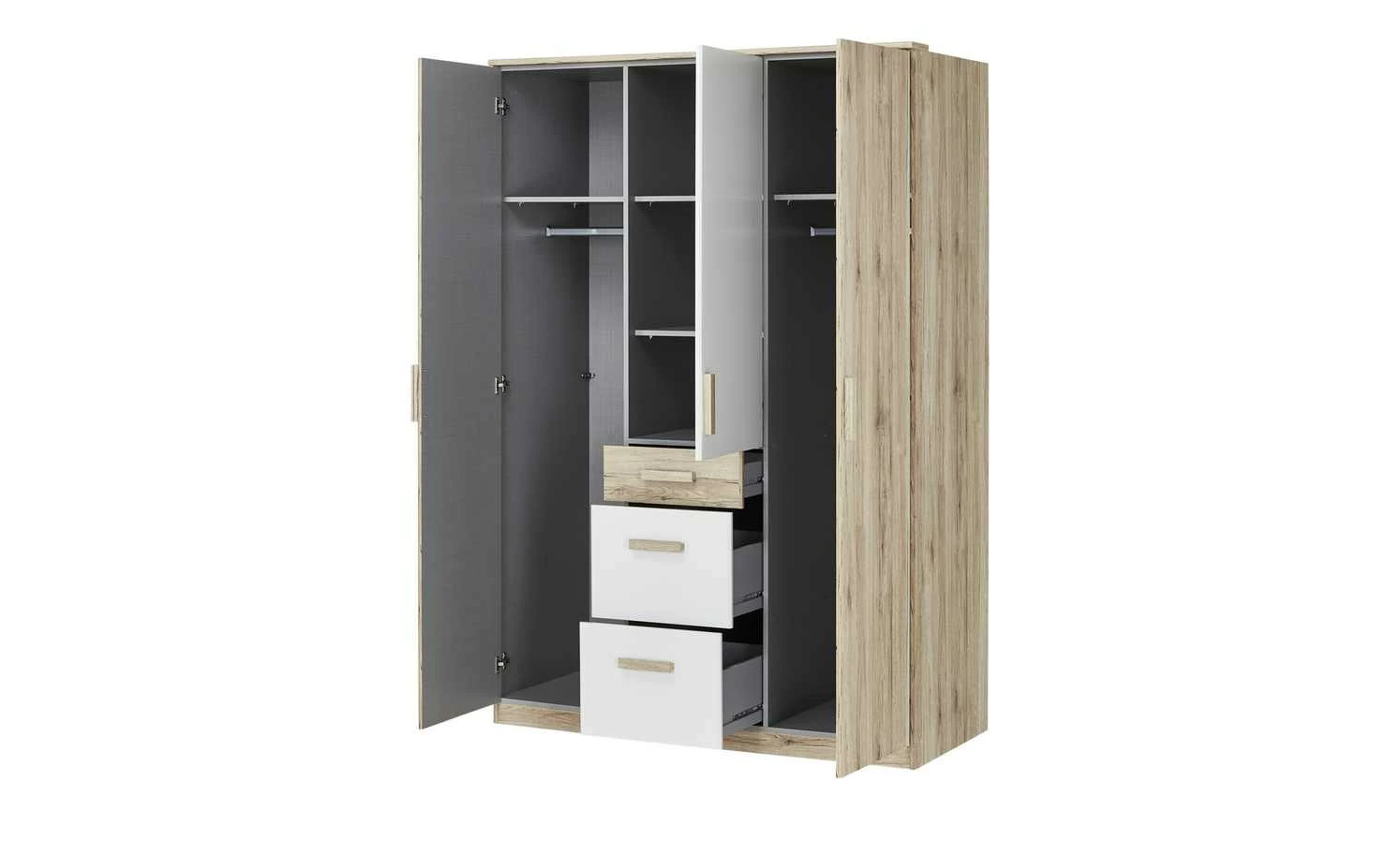 Kleiderschrank, 3-türig Caja | Eiche San Remo (Nachbildung) / Alpinweiß 11 Kleiderschrank, 3-türig Caja | Eiche San Remo (Nachbildung) / Alpinweiß – Bild 9